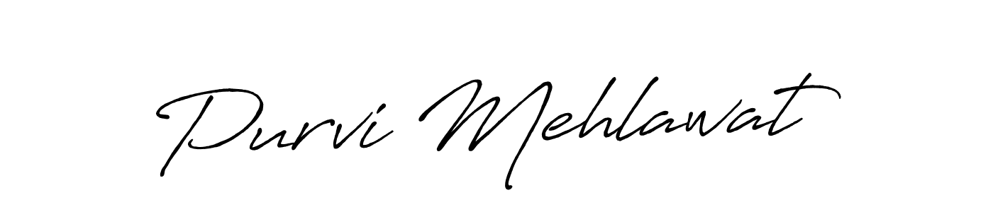 How to make Purvi Mehlawat name signature. Use Antro_Vectra_Bolder style for creating short signs online. This is the latest handwritten sign. Purvi Mehlawat signature style 7 images and pictures png