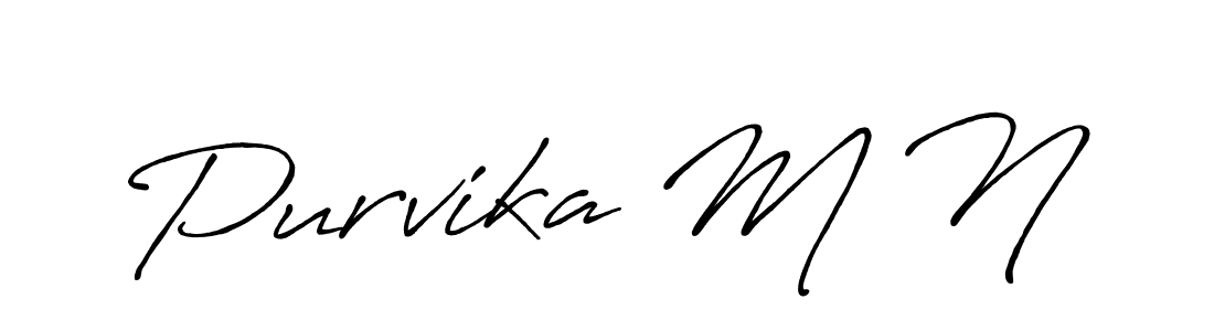 Create a beautiful signature design for name Purvika M N. With this signature (Antro_Vectra_Bolder) fonts, you can make a handwritten signature for free. Purvika M N signature style 7 images and pictures png