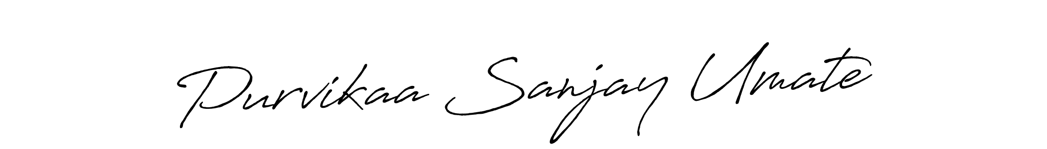 The best way (Antro_Vectra_Bolder) to make a short signature is to pick only two or three words in your name. The name Purvikaa Sanjay Umate include a total of six letters. For converting this name. Purvikaa Sanjay Umate signature style 7 images and pictures png