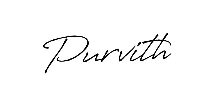 Purvith stylish signature style. Best Handwritten Sign (Antro_Vectra_Bolder) for my name. Handwritten Signature Collection Ideas for my name Purvith. Purvith signature style 7 images and pictures png