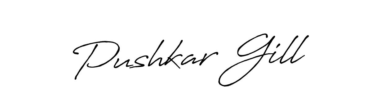 You should practise on your own different ways (Antro_Vectra_Bolder) to write your name (Pushkar Gill) in signature. don't let someone else do it for you. Pushkar Gill signature style 7 images and pictures png