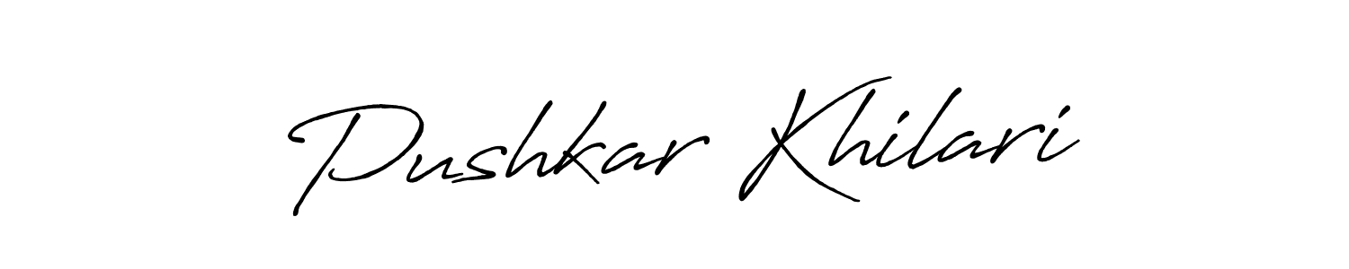 The best way (Antro_Vectra_Bolder) to make a short signature is to pick only two or three words in your name. The name Pushkar Khilari include a total of six letters. For converting this name. Pushkar Khilari signature style 7 images and pictures png