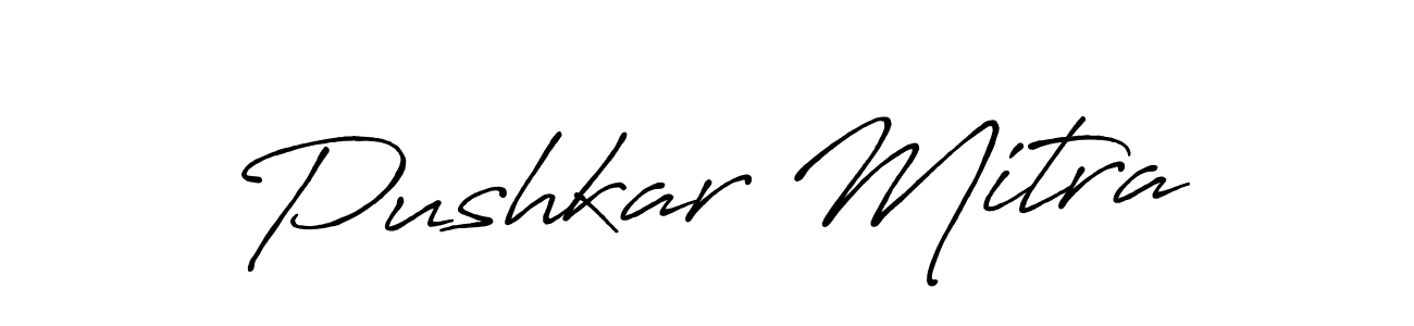 Create a beautiful signature design for name Pushkar Mitra. With this signature (Antro_Vectra_Bolder) fonts, you can make a handwritten signature for free. Pushkar Mitra signature style 7 images and pictures png