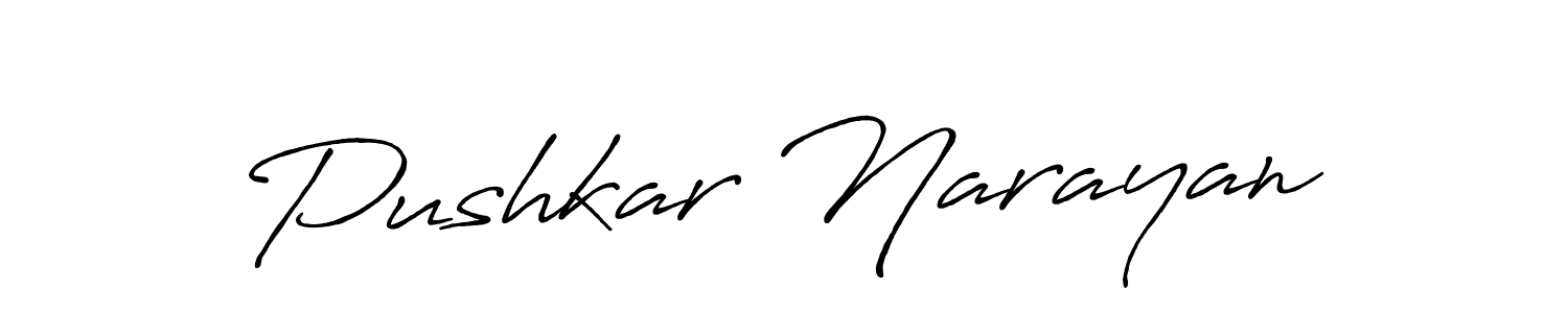 How to make Pushkar Narayan name signature. Use Antro_Vectra_Bolder style for creating short signs online. This is the latest handwritten sign. Pushkar Narayan signature style 7 images and pictures png