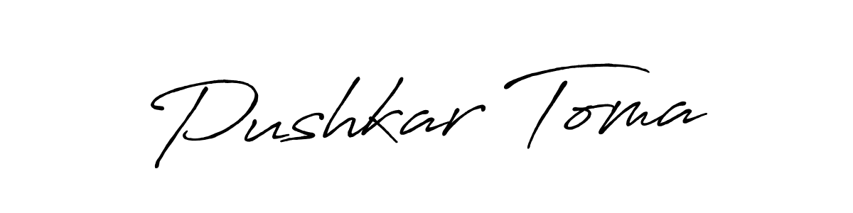 The best way (Antro_Vectra_Bolder) to make a short signature is to pick only two or three words in your name. The name Pushkar Toma include a total of six letters. For converting this name. Pushkar Toma signature style 7 images and pictures png