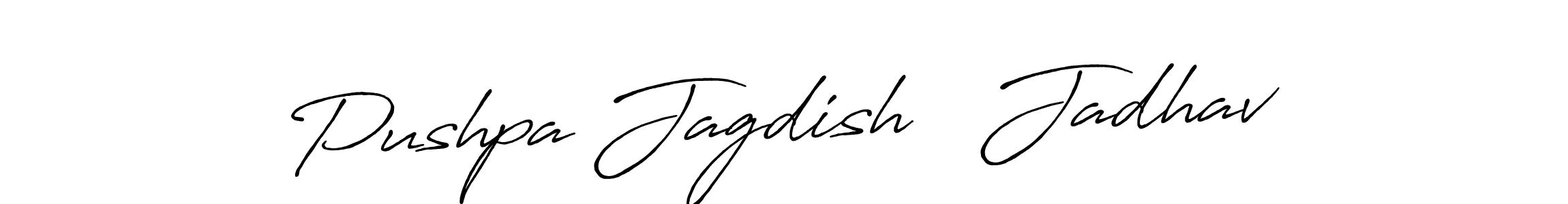 if you are searching for the best signature style for your name Pushpa Jagdish   Jadhav. so please give up your signature search. here we have designed multiple signature styles  using Antro_Vectra_Bolder. Pushpa Jagdish   Jadhav signature style 7 images and pictures png