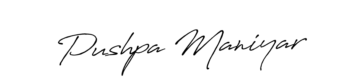 Similarly Antro_Vectra_Bolder is the best handwritten signature design. Signature creator online .You can use it as an online autograph creator for name Pushpa Maniyar. Pushpa Maniyar signature style 7 images and pictures png