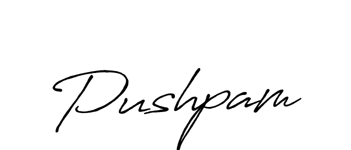 Pushpam stylish signature style. Best Handwritten Sign (Antro_Vectra_Bolder) for my name. Handwritten Signature Collection Ideas for my name Pushpam. Pushpam signature style 7 images and pictures png