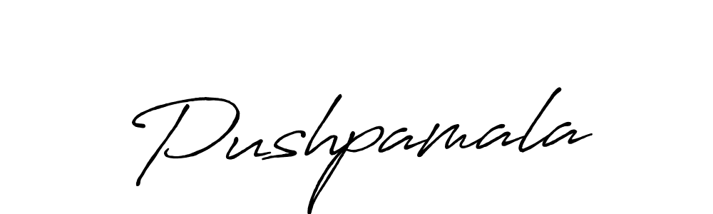 How to make Pushpamala signature? Antro_Vectra_Bolder is a professional autograph style. Create handwritten signature for Pushpamala name. Pushpamala signature style 7 images and pictures png