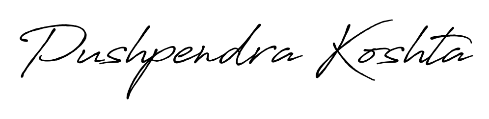 Also You can easily find your signature by using the search form. We will create Pushpendra Koshta name handwritten signature images for you free of cost using Antro_Vectra_Bolder sign style. Pushpendra Koshta signature style 7 images and pictures png