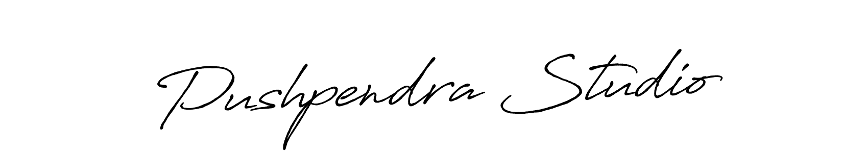 How to make Pushpendra Studio name signature. Use Antro_Vectra_Bolder style for creating short signs online. This is the latest handwritten sign. Pushpendra Studio signature style 7 images and pictures png