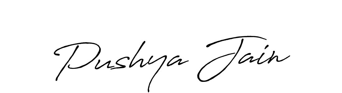 Create a beautiful signature design for name Pushya Jain. With this signature (Antro_Vectra_Bolder) fonts, you can make a handwritten signature for free. Pushya Jain signature style 7 images and pictures png