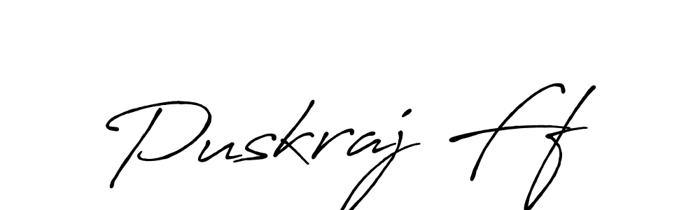 How to make Puskraj Ff name signature. Use Antro_Vectra_Bolder style for creating short signs online. This is the latest handwritten sign. Puskraj Ff signature style 7 images and pictures png