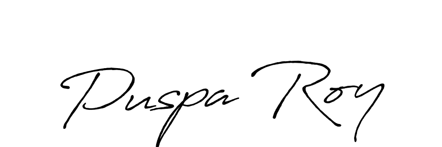 Make a beautiful signature design for name Puspa Roy. With this signature (Antro_Vectra_Bolder) style, you can create a handwritten signature for free. Puspa Roy signature style 7 images and pictures png