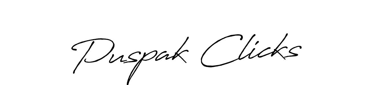 Design your own signature with our free online signature maker. With this signature software, you can create a handwritten (Antro_Vectra_Bolder) signature for name Puspak Clicks. Puspak Clicks signature style 7 images and pictures png