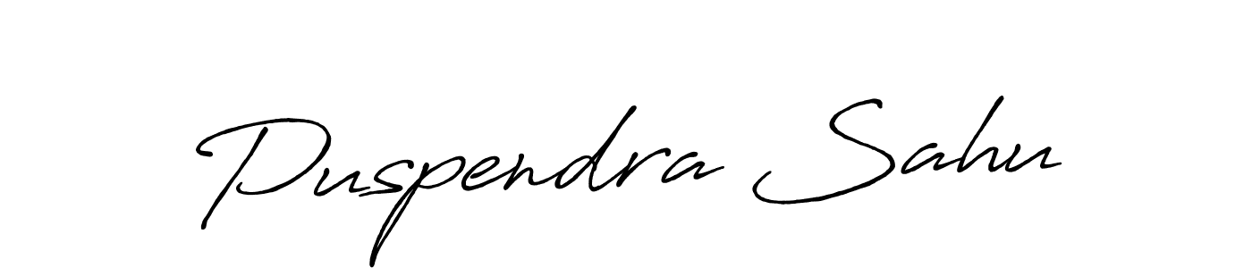 How to make Puspendra Sahu name signature. Use Antro_Vectra_Bolder style for creating short signs online. This is the latest handwritten sign. Puspendra Sahu signature style 7 images and pictures png