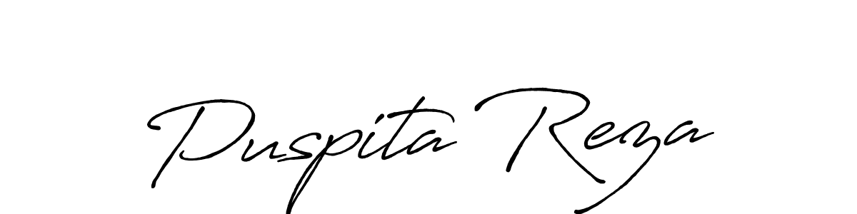 Design your own signature with our free online signature maker. With this signature software, you can create a handwritten (Antro_Vectra_Bolder) signature for name Puspita Reza. Puspita Reza signature style 7 images and pictures png