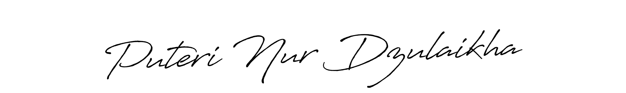 Make a beautiful signature design for name Puteri Nur Dzulaikha. With this signature (Antro_Vectra_Bolder) style, you can create a handwritten signature for free. Puteri Nur Dzulaikha signature style 7 images and pictures png