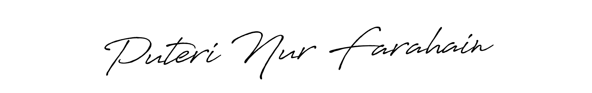 Make a beautiful signature design for name Puteri Nur Farahain. With this signature (Antro_Vectra_Bolder) style, you can create a handwritten signature for free. Puteri Nur Farahain signature style 7 images and pictures png
