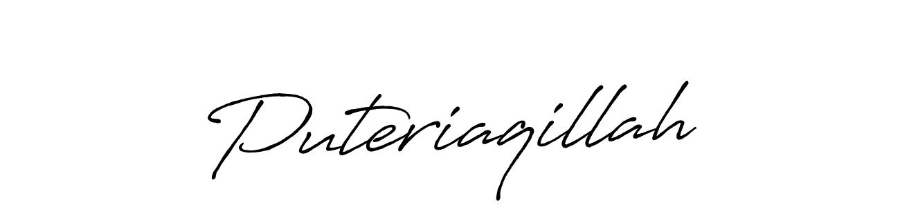 Use a signature maker to create a handwritten signature online. With this signature software, you can design (Antro_Vectra_Bolder) your own signature for name Puteriaqillah. Puteriaqillah signature style 7 images and pictures png