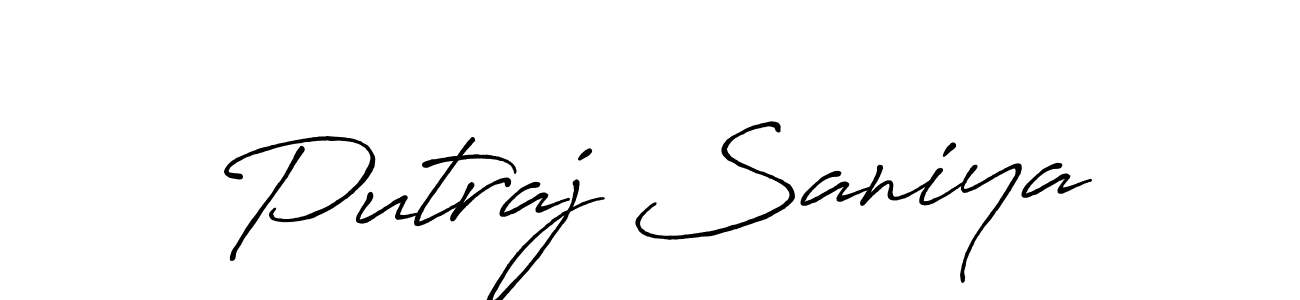 Create a beautiful signature design for name Putraj Saniya. With this signature (Antro_Vectra_Bolder) fonts, you can make a handwritten signature for free. Putraj Saniya signature style 7 images and pictures png
