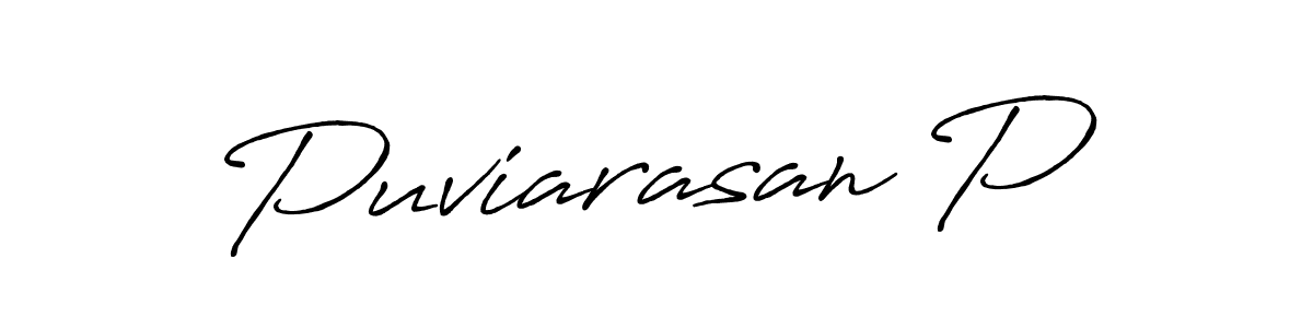 Make a beautiful signature design for name Puviarasan P. With this signature (Antro_Vectra_Bolder) style, you can create a handwritten signature for free. Puviarasan P signature style 7 images and pictures png