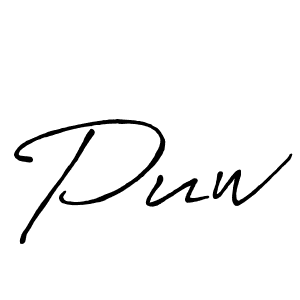 Use a signature maker to create a handwritten signature online. With this signature software, you can design (Antro_Vectra_Bolder) your own signature for name Puw. Puw signature style 7 images and pictures png