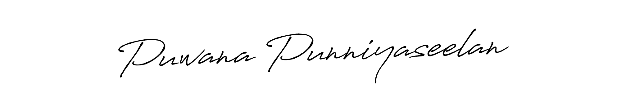 Make a beautiful signature design for name Puwana Punniyaseelan. With this signature (Antro_Vectra_Bolder) style, you can create a handwritten signature for free. Puwana Punniyaseelan signature style 7 images and pictures png