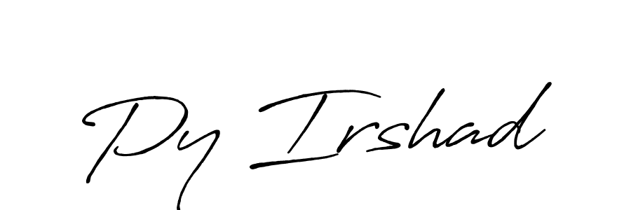 Use a signature maker to create a handwritten signature online. With this signature software, you can design (Antro_Vectra_Bolder) your own signature for name Py Irshad. Py Irshad signature style 7 images and pictures png