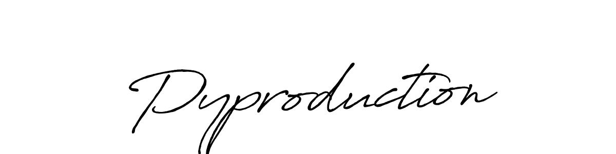 Pyproduction stylish signature style. Best Handwritten Sign (Antro_Vectra_Bolder) for my name. Handwritten Signature Collection Ideas for my name Pyproduction. Pyproduction signature style 7 images and pictures png