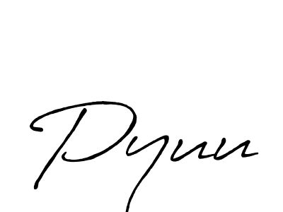 How to make Pyuu signature? Antro_Vectra_Bolder is a professional autograph style. Create handwritten signature for Pyuu name. Pyuu signature style 7 images and pictures png