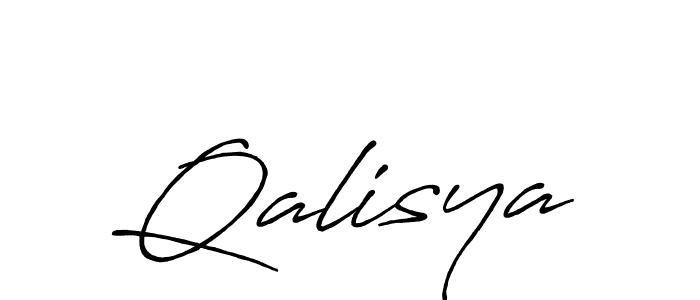 How to make Qalisya name signature. Use Antro_Vectra_Bolder style for creating short signs online. This is the latest handwritten sign. Qalisya signature style 7 images and pictures png