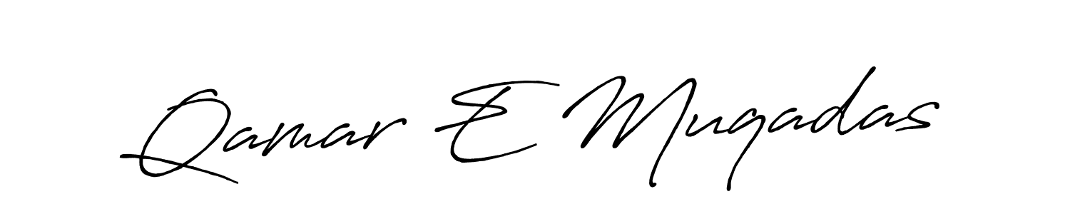 How to make Qamar E Muqadas name signature. Use Antro_Vectra_Bolder style for creating short signs online. This is the latest handwritten sign. Qamar E Muqadas signature style 7 images and pictures png