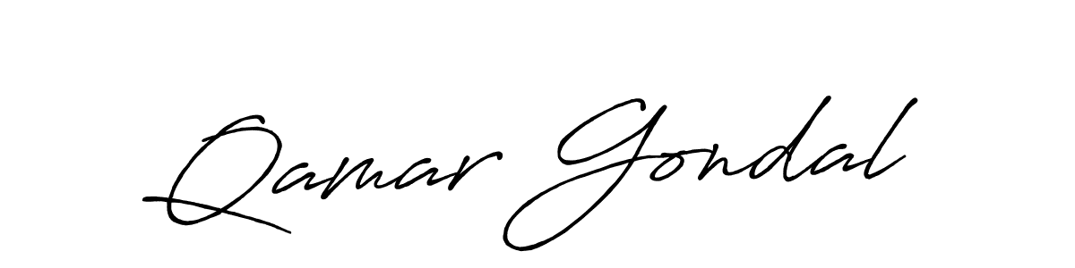 Design your own signature with our free online signature maker. With this signature software, you can create a handwritten (Antro_Vectra_Bolder) signature for name Qamar Gondal. Qamar Gondal signature style 7 images and pictures png