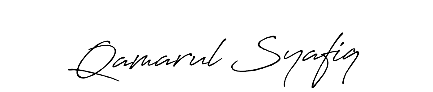 How to make Qamarul Syafiq name signature. Use Antro_Vectra_Bolder style for creating short signs online. This is the latest handwritten sign. Qamarul Syafiq signature style 7 images and pictures png