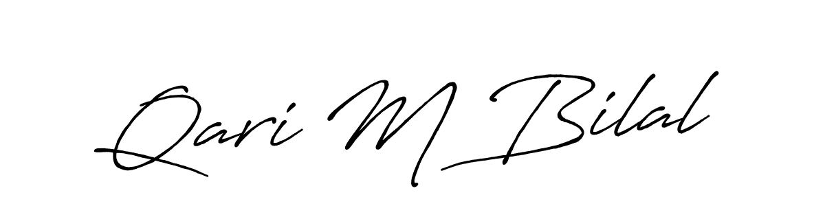 The best way (Antro_Vectra_Bolder) to make a short signature is to pick only two or three words in your name. The name Qari M Bilal include a total of six letters. For converting this name. Qari M Bilal signature style 7 images and pictures png