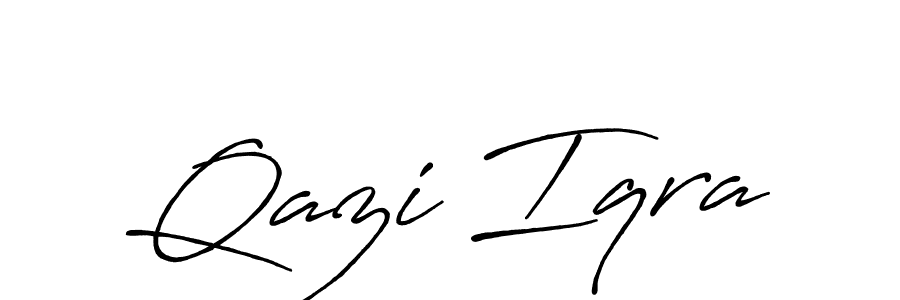 Also You can easily find your signature by using the search form. We will create Qazi Iqra name handwritten signature images for you free of cost using Antro_Vectra_Bolder sign style. Qazi Iqra signature style 7 images and pictures png