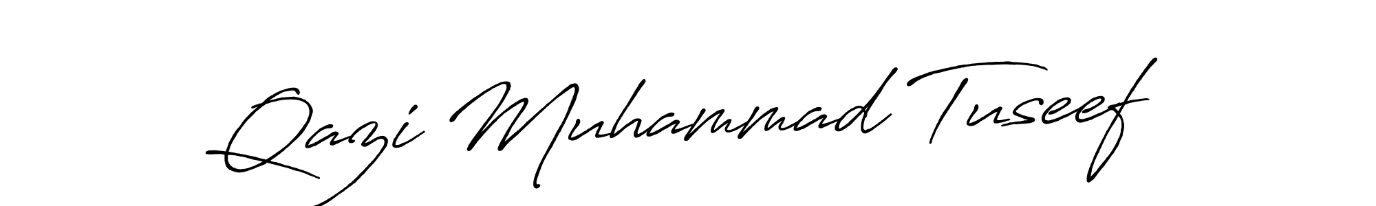 The best way (Antro_Vectra_Bolder) to make a short signature is to pick only two or three words in your name. The name Qazi Muhammad Tuseef include a total of six letters. For converting this name. Qazi Muhammad Tuseef signature style 7 images and pictures png