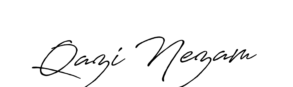 Make a beautiful signature design for name Qazi Nezam. With this signature (Antro_Vectra_Bolder) style, you can create a handwritten signature for free. Qazi Nezam signature style 7 images and pictures png