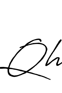 Use a signature maker to create a handwritten signature online. With this signature software, you can design (Antro_Vectra_Bolder) your own signature for name Qh. Qh signature style 7 images and pictures png