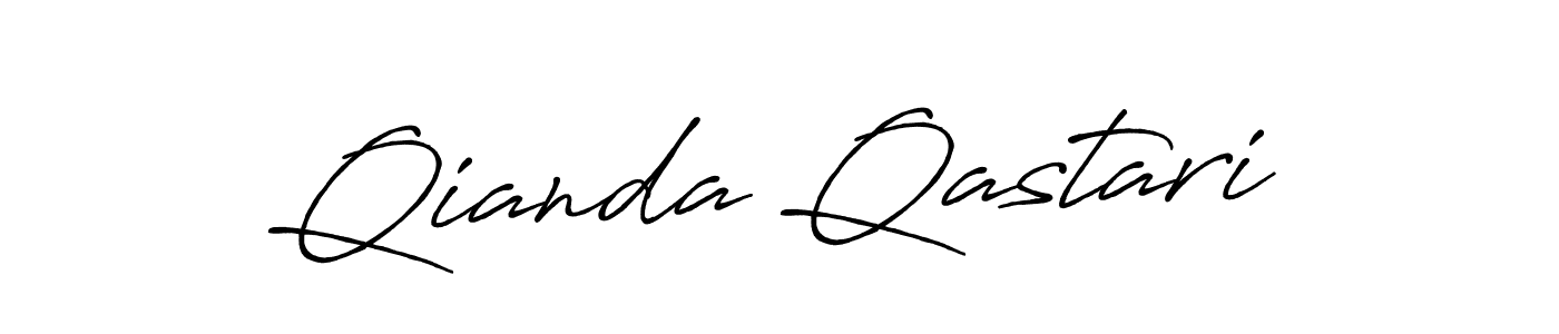 How to make Qianda Qastari name signature. Use Antro_Vectra_Bolder style for creating short signs online. This is the latest handwritten sign. Qianda Qastari signature style 7 images and pictures png