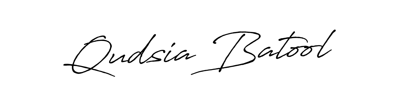 Make a beautiful signature design for name Qudsia Batool. With this signature (Antro_Vectra_Bolder) style, you can create a handwritten signature for free. Qudsia Batool signature style 7 images and pictures png