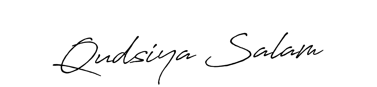 Create a beautiful signature design for name Qudsiya Salam. With this signature (Antro_Vectra_Bolder) fonts, you can make a handwritten signature for free. Qudsiya Salam signature style 7 images and pictures png