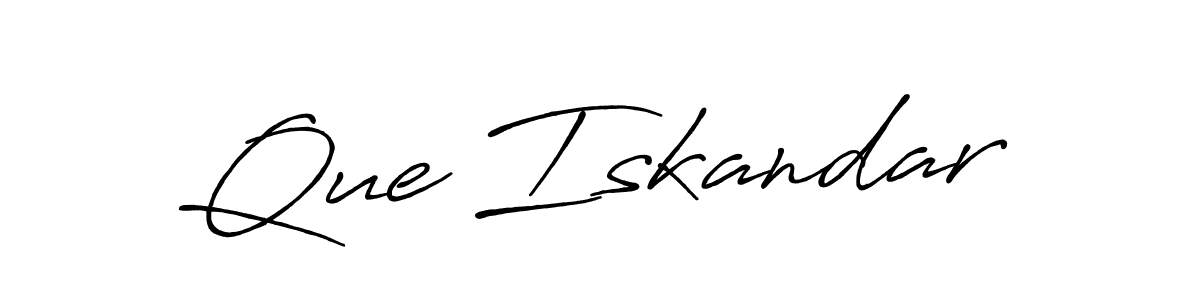 Que Iskandar stylish signature style. Best Handwritten Sign (Antro_Vectra_Bolder) for my name. Handwritten Signature Collection Ideas for my name Que Iskandar. Que Iskandar signature style 7 images and pictures png