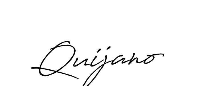 How to make Quijano name signature. Use Antro_Vectra_Bolder style for creating short signs online. This is the latest handwritten sign. Quijano signature style 7 images and pictures png