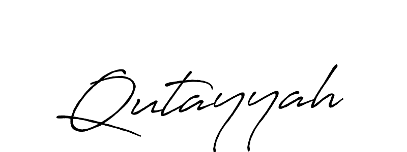 Use a signature maker to create a handwritten signature online. With this signature software, you can design (Antro_Vectra_Bolder) your own signature for name Qutayyah. Qutayyah signature style 7 images and pictures png