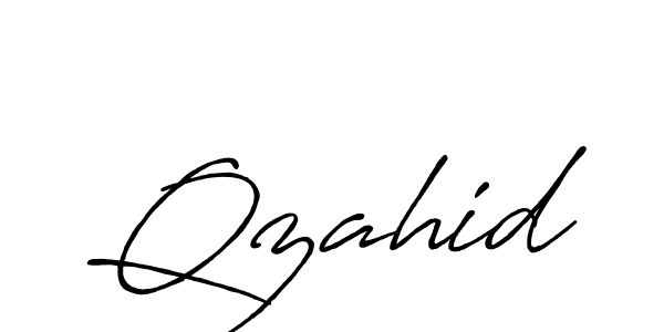 How to make Qzahid name signature. Use Antro_Vectra_Bolder style for creating short signs online. This is the latest handwritten sign. Qzahid signature style 7 images and pictures png