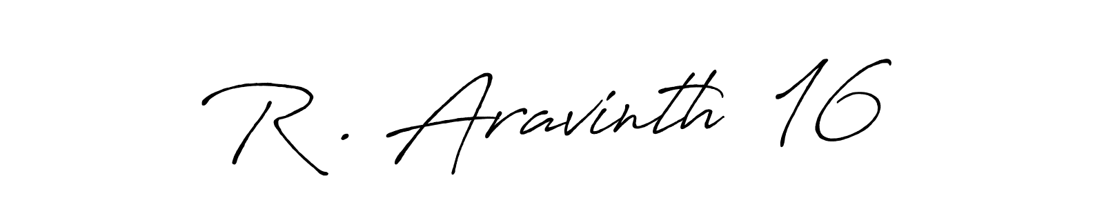 The best way (Antro_Vectra_Bolder) to make a short signature is to pick only two or three words in your name. The name R . Aravinth  16 include a total of six letters. For converting this name. R . Aravinth  16 signature style 7 images and pictures png