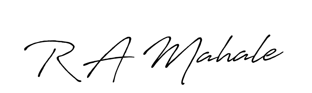 How to make R A Mahale name signature. Use Antro_Vectra_Bolder style for creating short signs online. This is the latest handwritten sign. R A Mahale signature style 7 images and pictures png