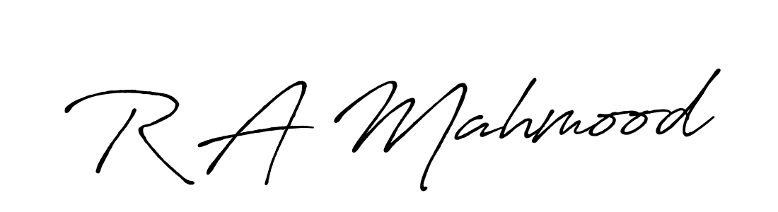The best way (Antro_Vectra_Bolder) to make a short signature is to pick only two or three words in your name. The name R A Mahmood include a total of six letters. For converting this name. R A Mahmood signature style 7 images and pictures png